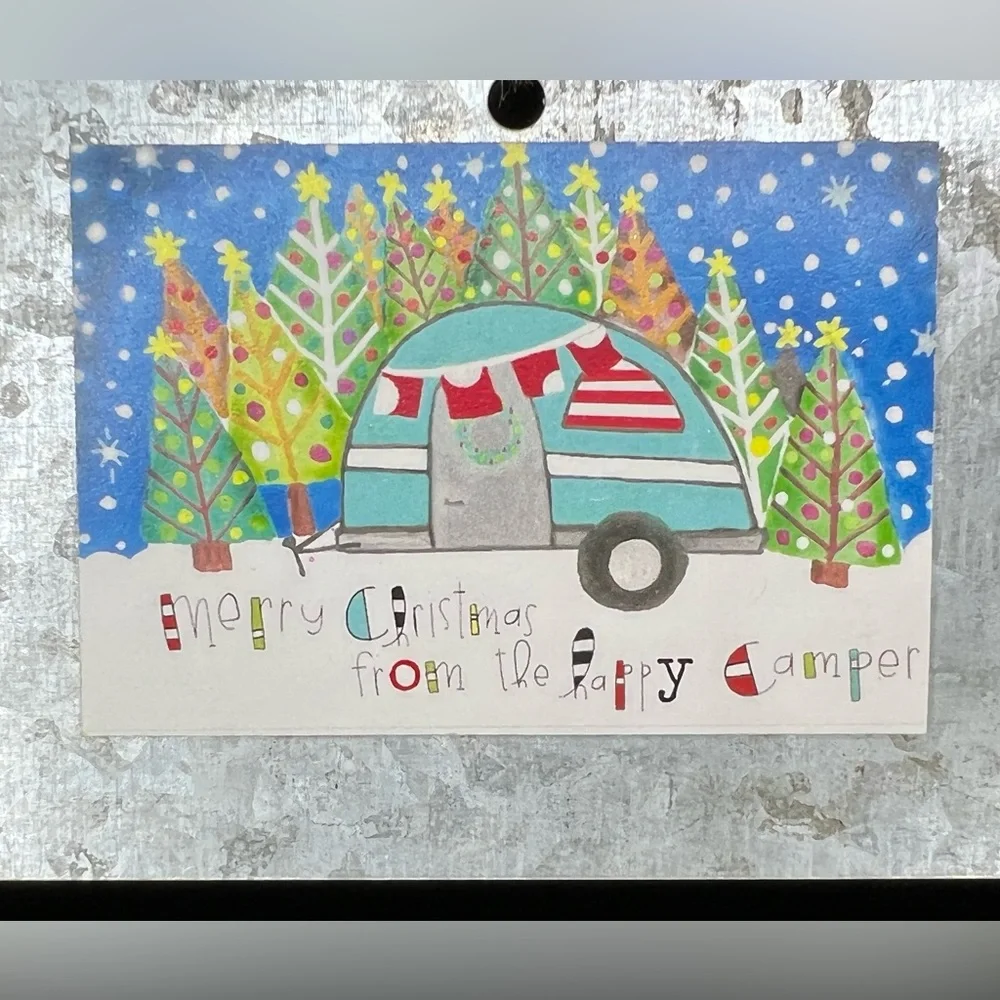 Brand New-Metal Merry Christmas “Camper” Ornament